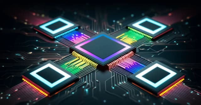 A large, complex neural network being outshone by a compact, efficient AI core, representing the shift to low-cost, high-performance models.