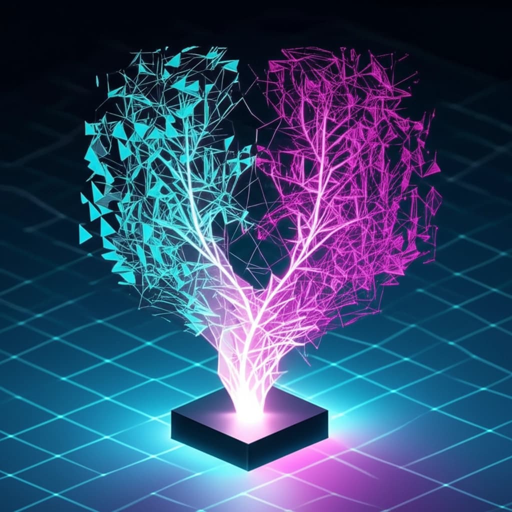 Conceptual art of GBDT tree models and Deep Learning networks being compared, symbolizing the TabArena benchmark's findings.