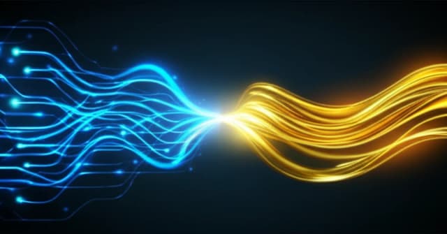 A brain split between human thought and AI input, visualizing the cognitive burden of AI coding assistants on developer productivity.