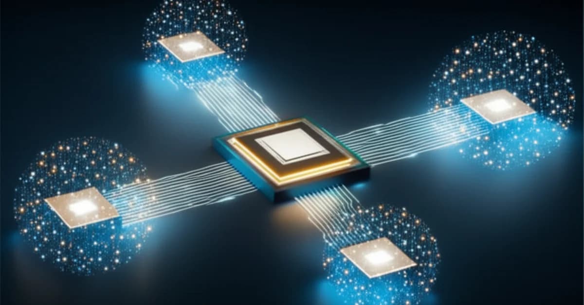 Conceptual AI brain with dynamic nodes illustrating the test-time scaling capability of Alibaba's Qwen3-Max-Thinking model.