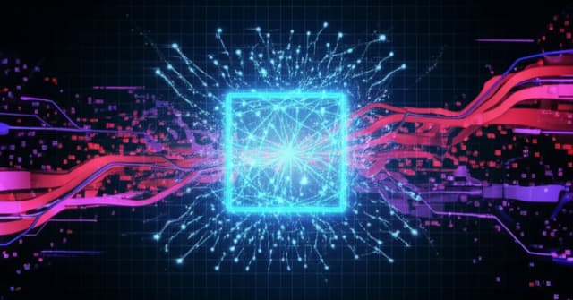 Conceptual art of an assembly line mass-producing deepfake digital identities, symbolizing industrialized deception.