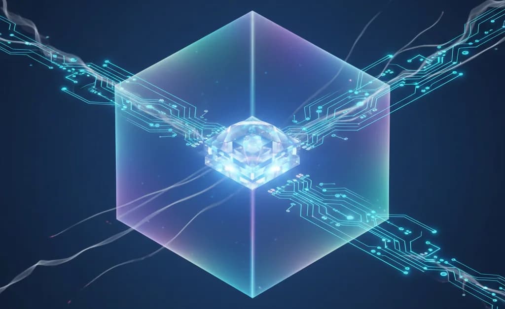 A conceptual AI agent, representing Google's SIMA, connected to diverse 3D game worlds and acting on natural language instruc