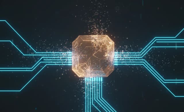 The DreamerV3 AI agent in the Minecraft world, holding a newly crafted diamond pickaxe, demonstrating its autonomous skill ac