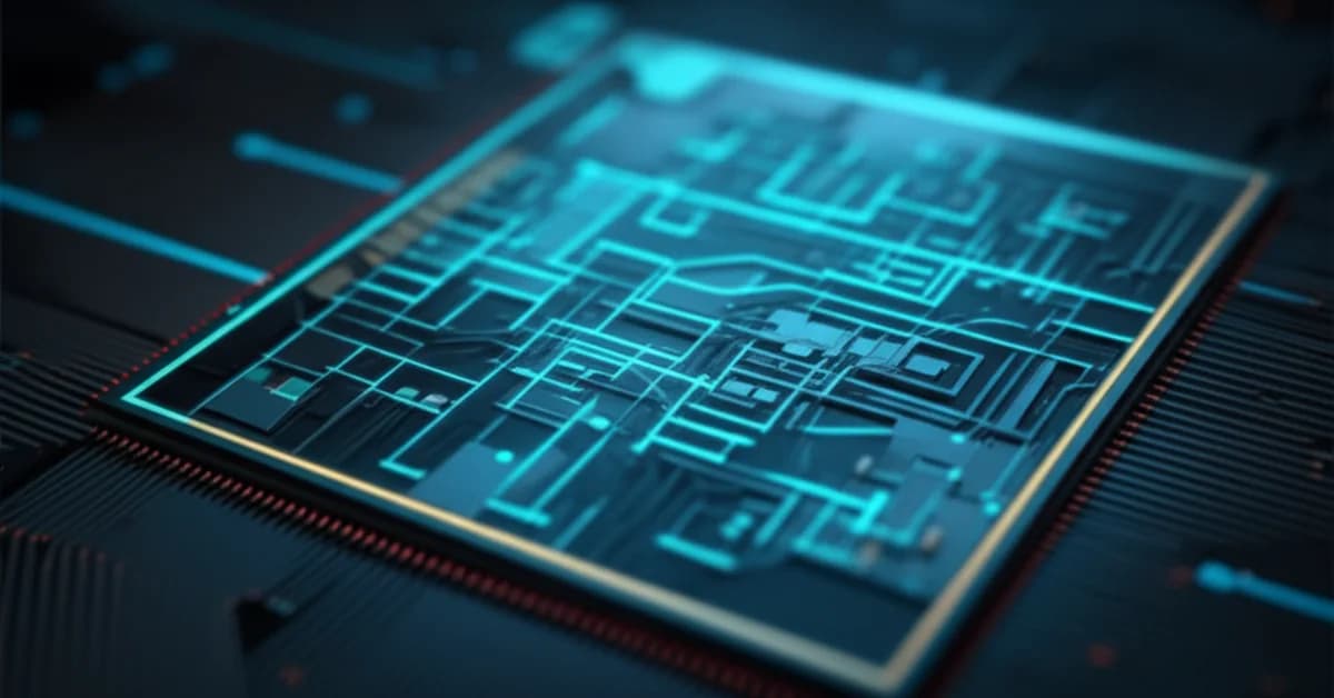 Stylized view of the Microsoft Maia 200 AI accelerator, custom silicon designed for reducing Azure AI inference costs.