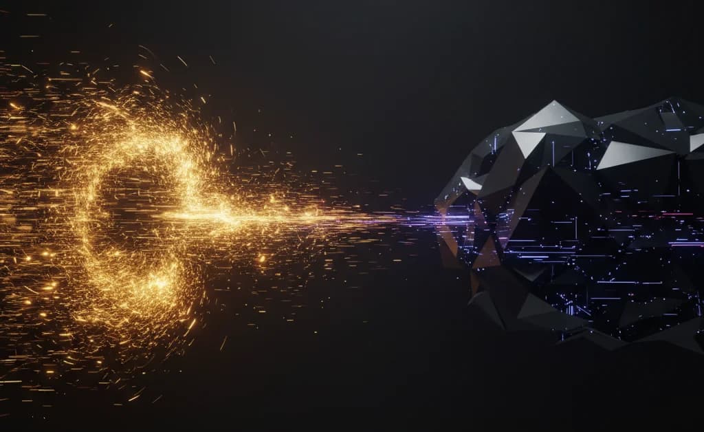 A central AI neural network connected to a grid of diverse 3D game worlds, representing Google DeepMind's generalist SIMA age